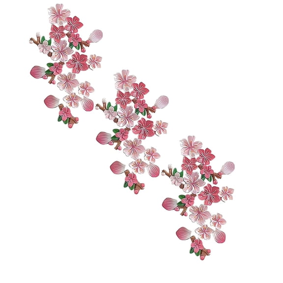 Z52LingLing Decoration 3-Pack 3D Stereo Cherry Blossom Wall Stickers, Textured Peach Flower Decals for Living Room, Window and Home Interior Aesthetic Decoration