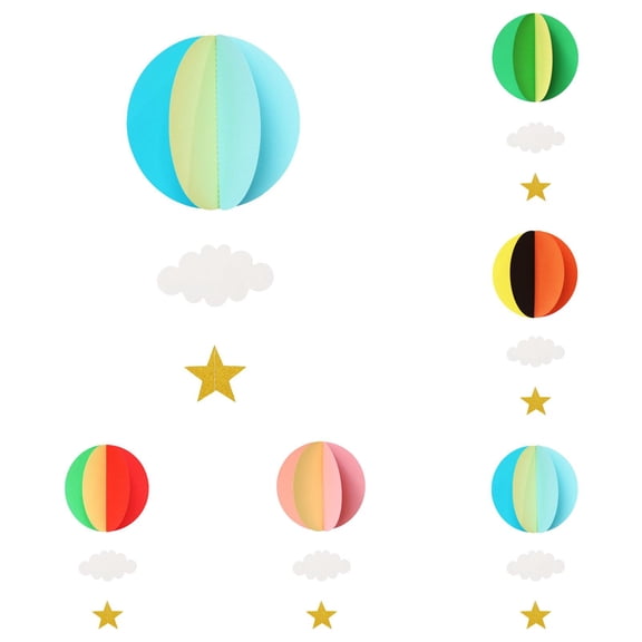 Z52LingLing Decoration 3D Paper Round Hot Air Balloon Hanging Garland Rainbow Cloud Mobile Pendant for Kids Nursery Bedroom Classroom Party Decor Style A5pc