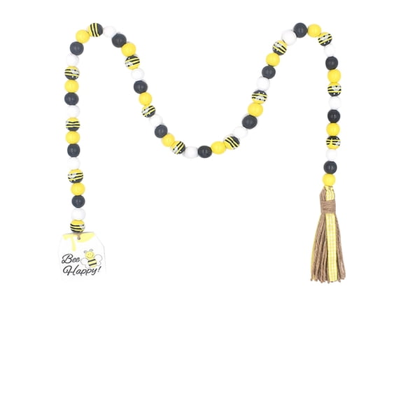 Z52LingLing Decoration 40.15" Rustic Yellow Hemp Rope Tassel Bead String – Reed & Bee Festival Garland for Wall, Patio Fence & Bookshelf Decor