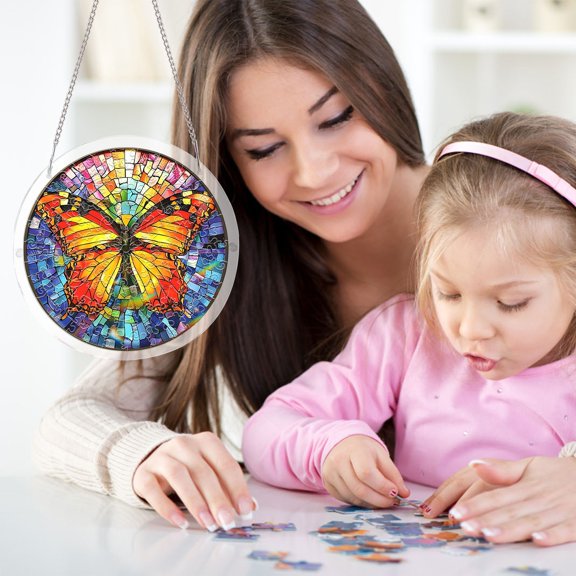 Z52LingLing Decoration 83-Piece DIY Acrylic Puzzle Hanging Ornament A – High-Quality Home Decor with Light Refraction