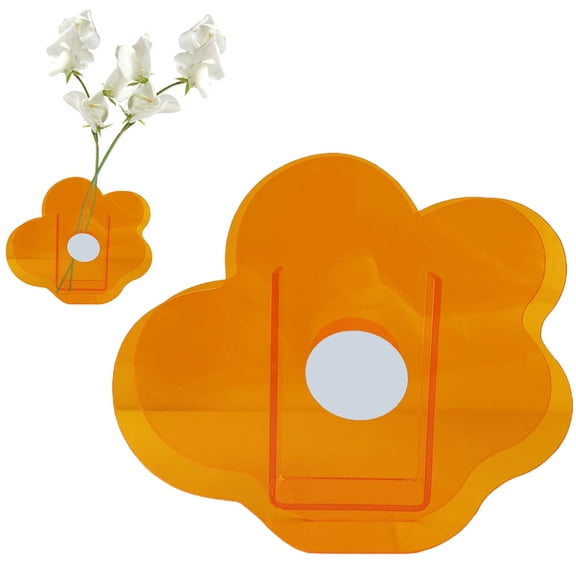 Z52LingLing Decoration Acrylic Desktop Bud Flower Vase Sleek Transparent Floral Container Orange