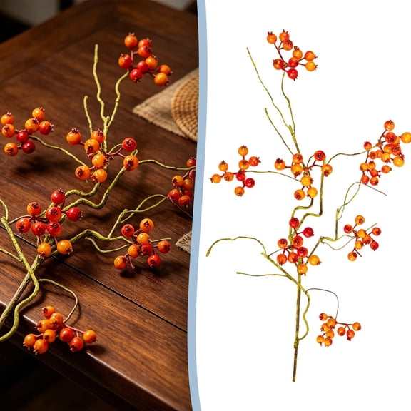 Z52LingLing Decoration Artificial Berry Branch Decor, Reusable Plastic Berry Vines for Seasonal Home and Wedding