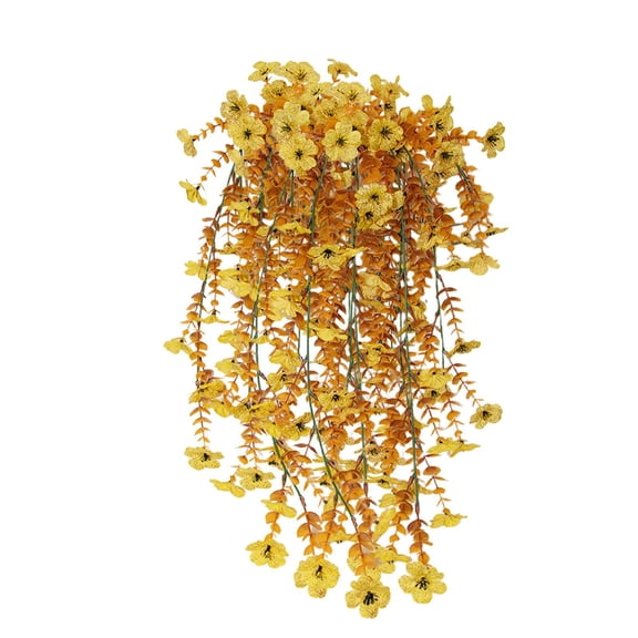 Z52LingLing Decoration Artificial Eucalyptus Violet Flower Garland Fake Trailing Vine Light Yellow 75x5cm