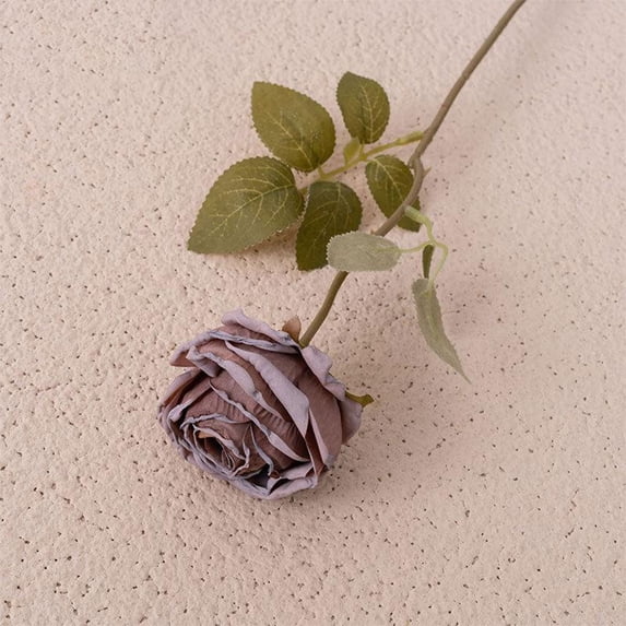 Z52LingLing Decoration Artificial Flowers - brown INS Style Faux Rose with Frosted Petal Tips & Distressed Edges, 39cm Cloth Fake Flower for Home Wedding Cafe Vase Arrangement