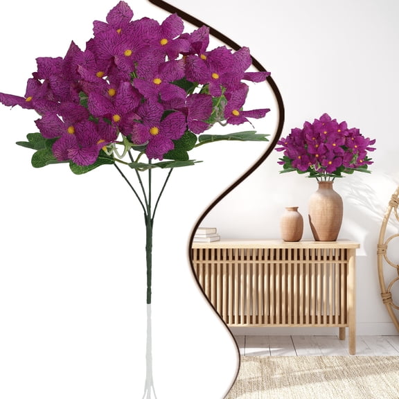 Z52LingLing Decoration Artificial Lotus Pink Geranium Flower Bouquet Faux Outdoor Silk Flowers Bush Lifelike UV Resistant Fake Greenery for Porch (Style D)