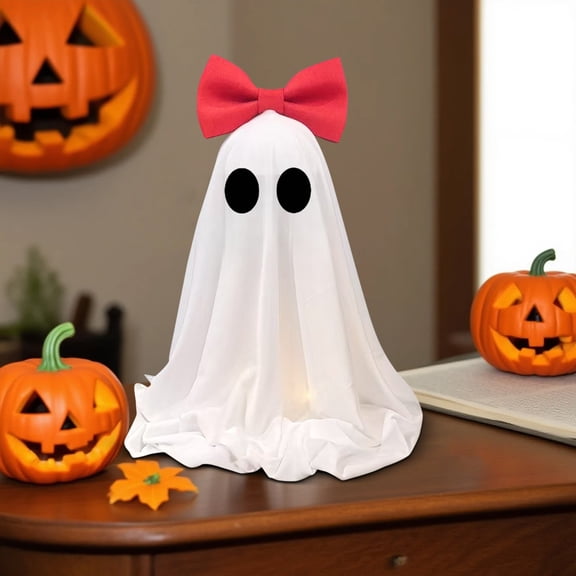 Z52LingLing Decoration Cute Resin Halloween Ghost LED Lamp Style A Warm Light