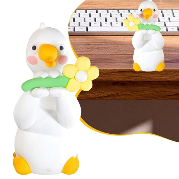 Z52LingLing Decoration Cute Sitting Goose Resin Figurine Funny Animal Statue Desk Car Decor C