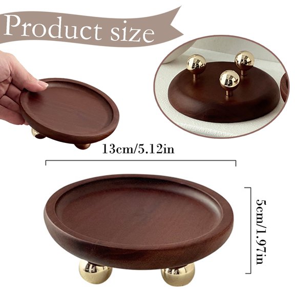 Z52LingLing Decoration Decorative Wooden Pedestal Stand with Gold Metal Legs, Farmhouse Kitchen Display Tray