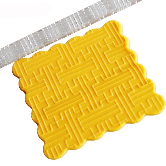 Z52LingLing Decoration Embossed Acrylic Rolling Pin, Maze Labyrinth Pattern Clear Pastry Roller for Fondant, 1-Piece