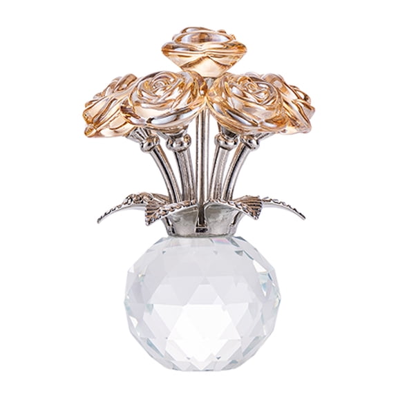Z52LingLing Decoration Eternal Crystal Rose Flower Figurine Valentine Anniversary Gift Rose Gold
