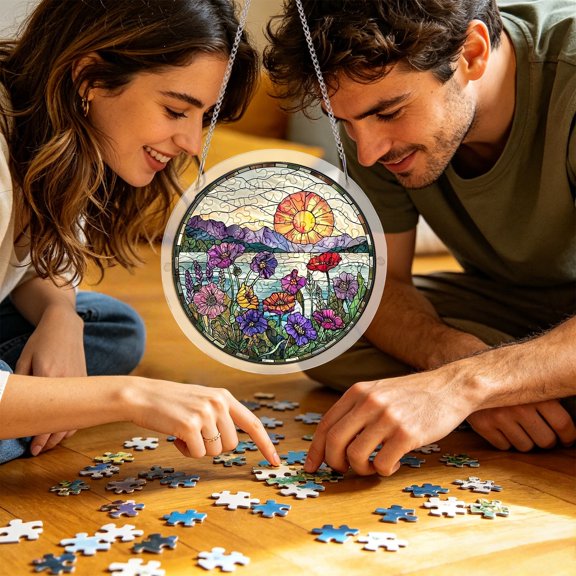 Z52LingLing Decoration Fun Acrylic Puzzle Hanging Ornament B – Decorative and Interactive DIY Window Decor