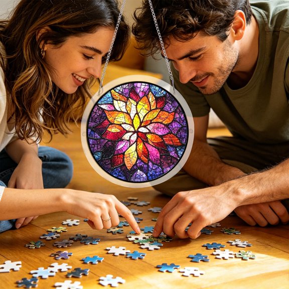 Z52LingLing Decoration Fun Acrylic Puzzle Hanging Ornament C – Decorative and Interactive DIY Window Decor