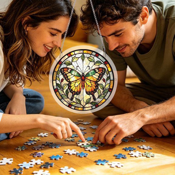 Z52LingLing Decoration Fun Acrylic Puzzle Hanging Ornament D – Decorative and Interactive DIY Window Decor