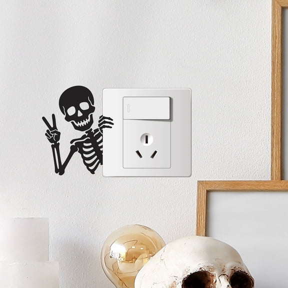 Z52LingLing Decoration Funny Skull Skeleton Living Room Switch Sticker 1-Pack