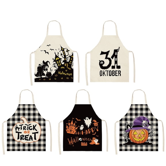 Z52LingLing Decoration Halloween Printing Cooking Apron, Small 18.5" x 14.9" Kitchen Chef Apron with Adjustable Neck Strap, Style A, 1-Piece