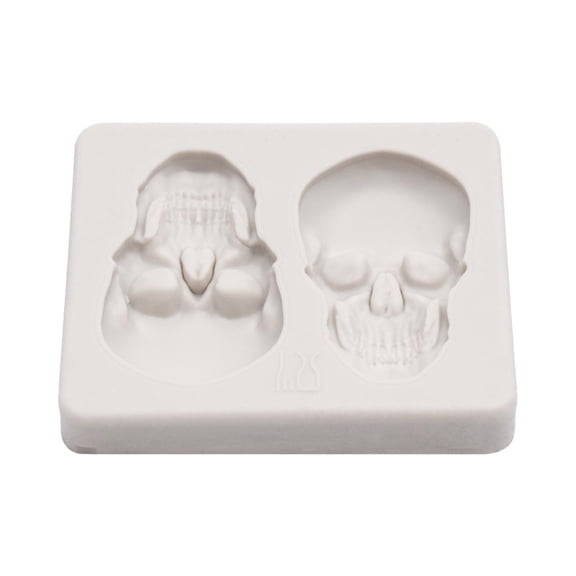 Z52LingLing Decoration Halloween Skull Head Fondant Silicone Mold, Realistic Skeleton Chocolate Candy Resin Craft Decorating Tray, 1-Pack