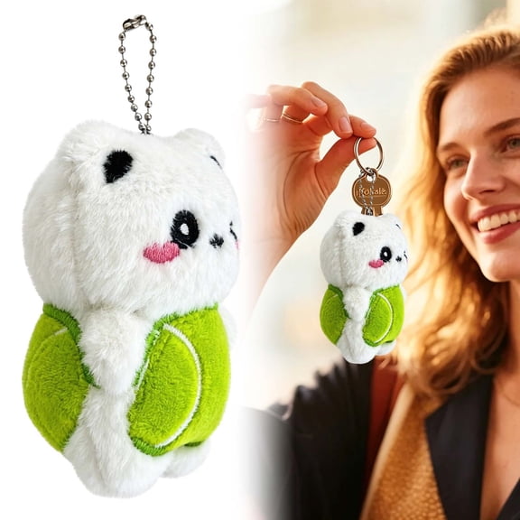 Z52LingLing Decoration Plush Sports Bear Keychain Charm - Tennis White Bear, Cute Embroidered Mini Animal Backpack Pendant for Keys & Stress Relief