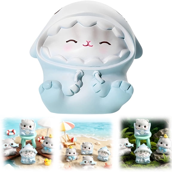 Z52LingLing Decoration Miniature Resin Cat Figurine Cute Cartoon Pudding Kitten Desktop Ornament (Type B)