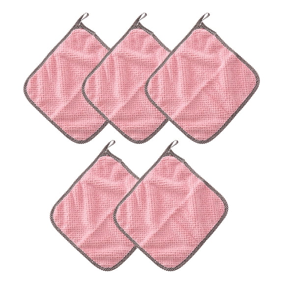 Z52LingLing Decoration Multi-Purpose Microfiber Scouring Pad Cleaning Cloth Set, Pink, 5-Piece
