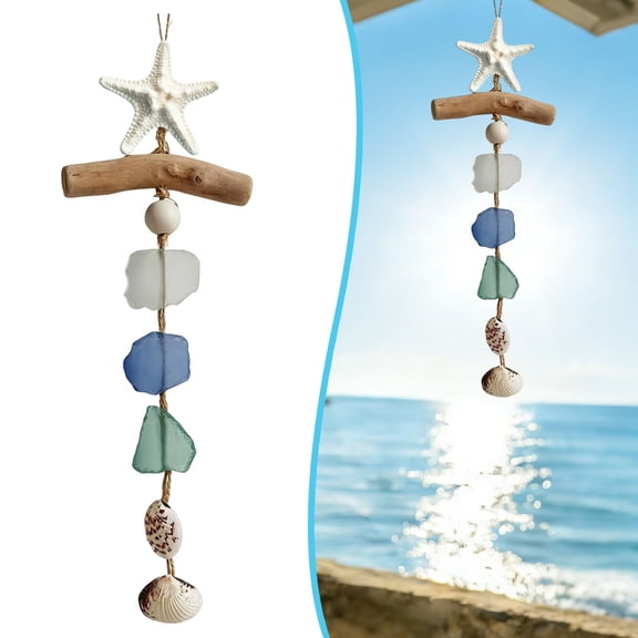 Z52LingLing Decoration Nautical Starfish Hanging Ornament Sea Glass Beach Wall Decor Style 3