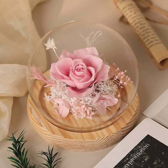 Z52LingLing Decoration Pink Preserved Artificial Flowers - Timeless Gift for Mom on Mother's Day, Birthday, or Anniversary with Night Light Function