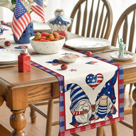 Z52LingLing Decoration Polyester Linen Independence Day Table Runner - Festive Holiday Table Accent for Home Dining