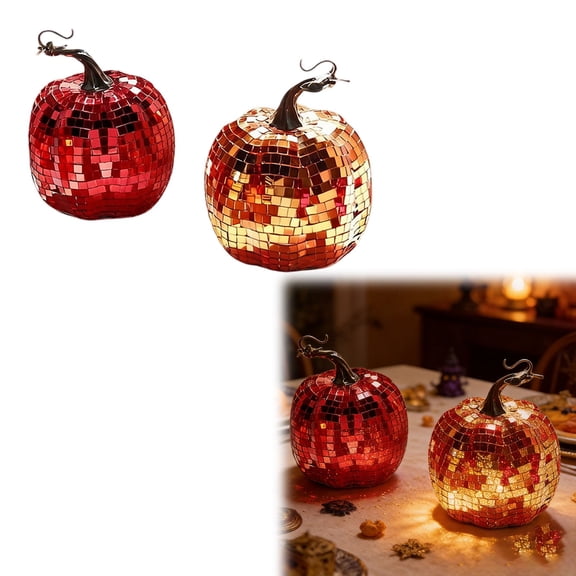 Z52LingLing Decoration Random Style Glass Mosaic Holiday Pumpkin Tabletop Accent 1-Piece