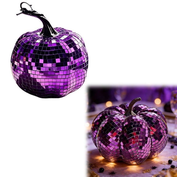 Z52LingLing Decoration Shimmering Mosaic Mirror Pumpkin Elegant Countertop Figurine 1-Piece