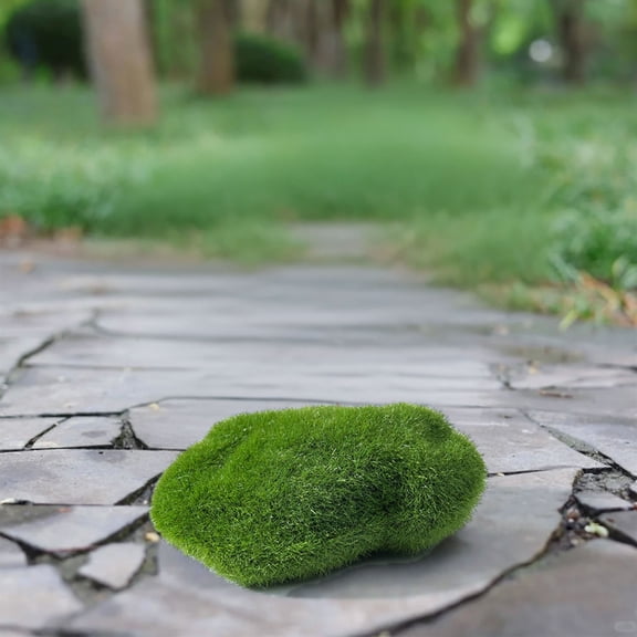 Z52LingLing Decoration Small Moss-Covered Stone Decor C - Realistic Artificial Landscape Element for Terrarium, Garden, Diorama, or Desktop