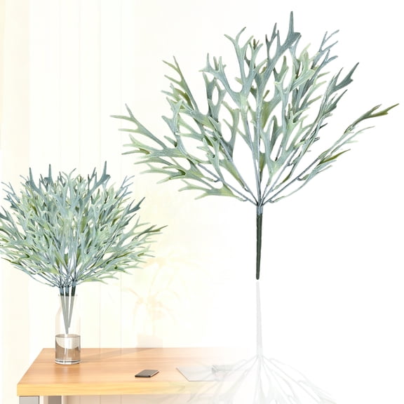 Z52LingLing Decoration Soft-Rubber Artificial Deer-Antler-Leaf Greenery for Dining Table, Lifelike Functional Faux Plant