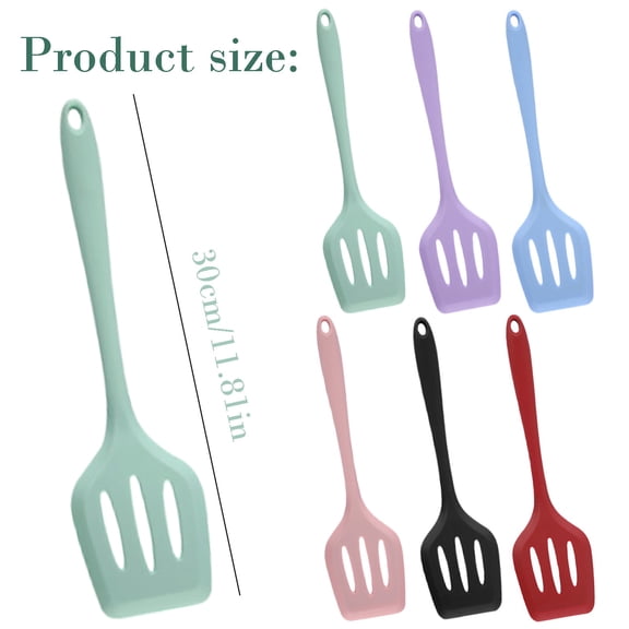 Z52LingLing Decoration Solid Black Silicone Kitchen Spatula - 1 Piece, 30x8cm Scratch-Resistant Omelet Turner