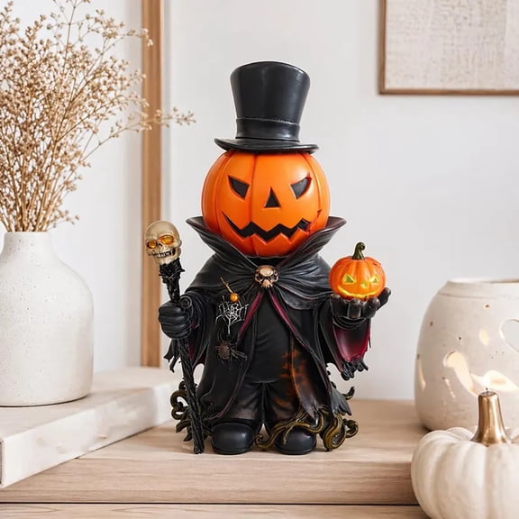 Z52LingLing Decoration Weathered Hand-Painted Rotting Pumpkin Resin Horror Ornament 1-Piece