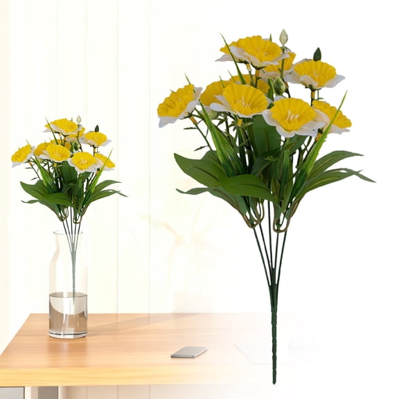 Z52LingLing Decoration Yellow-and-White B Artificial Daffodil for Stage Set Decoration, Versatile Latex Rubber Faux Flower