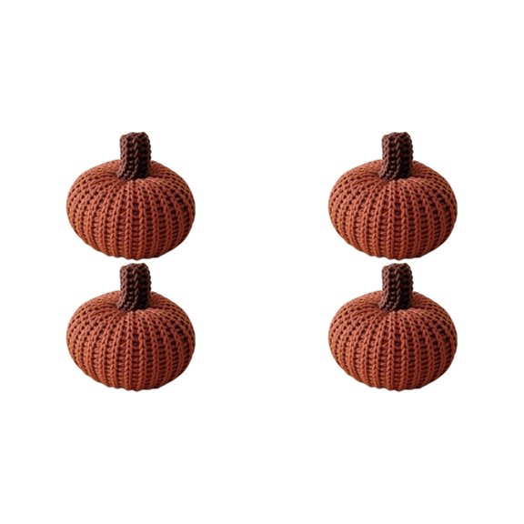 Z52LingLing Handmade Knitted Pumpkins Farmhouse Autumn Table Decor Style A 4PC Pack