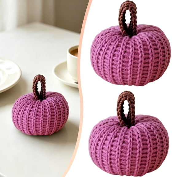 Z52LingLing Handmade Knitted Pumpkins Warm Farmhouse Autumn Table Decor Style C 2PC Pack