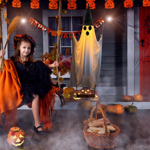 Z52LingLing Remote Controlled DIY Witch Ghost Swing Set, 2-Piece Kit with Wireless Controller