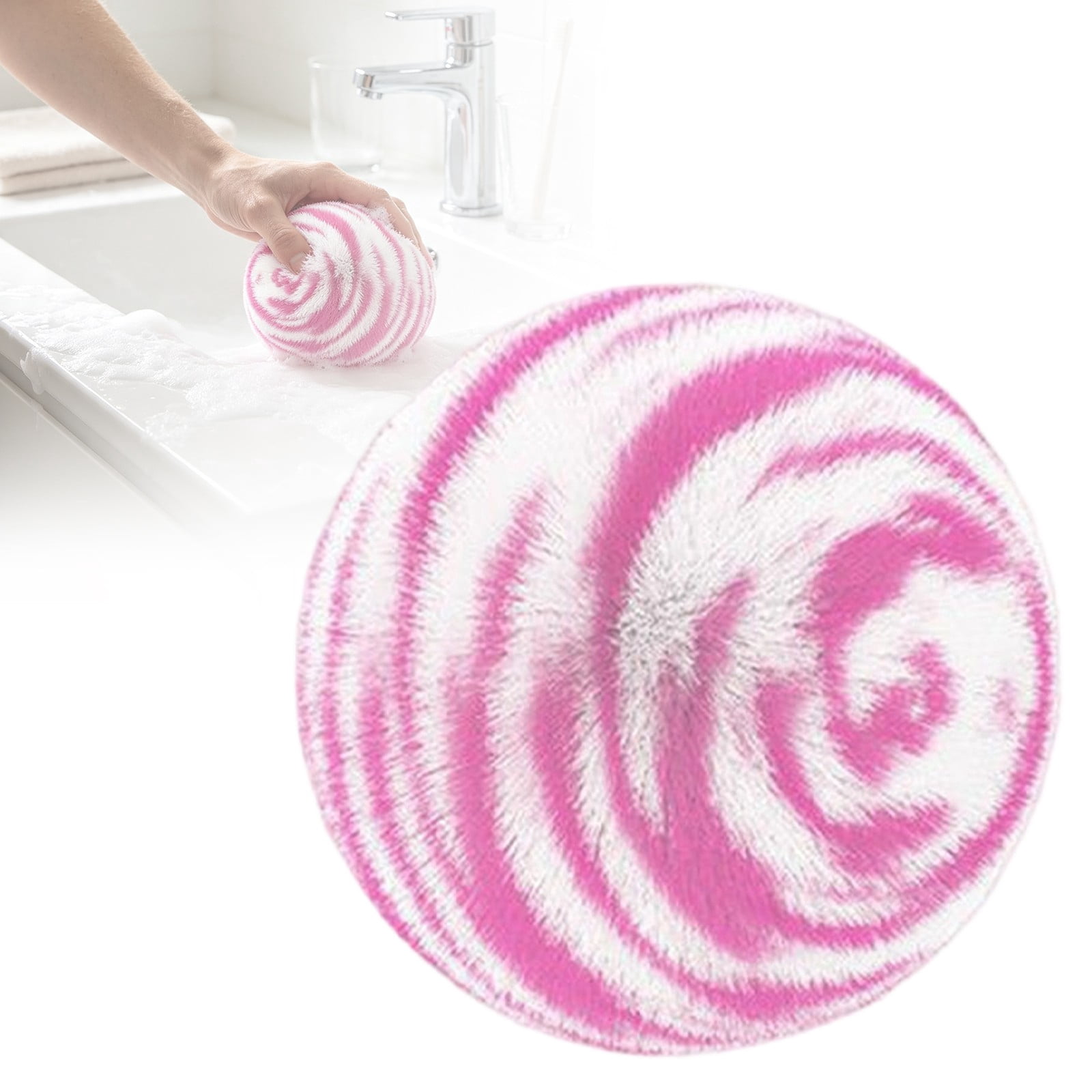 Z52LingLingDecoration Japanese Style Round Cleaning Scrubber, Pink