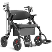 2-in-1 Bariatric Rollator, 400lb Extra-Wide Seat & 10 All-Terrain Wheels, Senior Mobility Combo-Black
