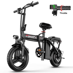 ASKGO 1000W Peak 750W Foldable Electric Bicycle, 48V 10.5Ah Commuting Electric Bike for Adults, 14" Portable Electric Bicycle with Two Seat, UL2849