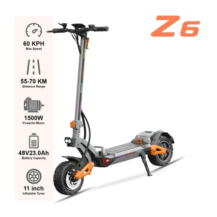 Z6 1500W Range 70km Portable Escooter Electric Scooter for Adults with 48V23.4AH Battery 11 Inch Off-Road Tire