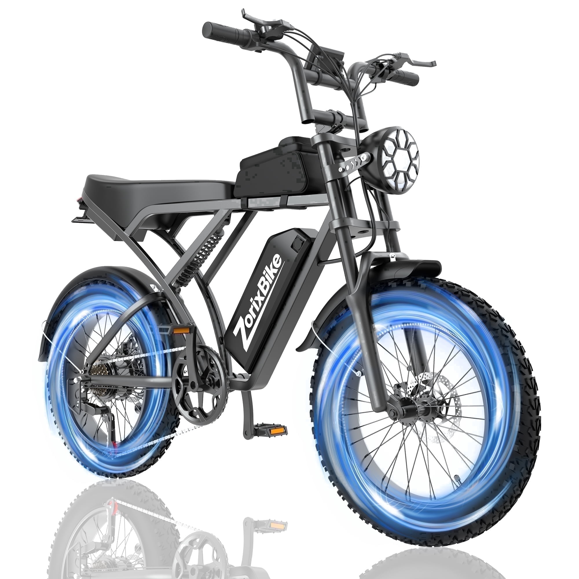 Z6 Upgraded Electric Bike 48V 20Ah Battery 1500W Peak Motor 20-inch Wide Tire E-Mountain Bike Max Speed 31 mph Full Suspension Adult E-Bike UL 2849 Certified For Riders 15 Years and Older