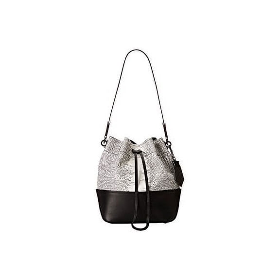 ZAC Zac Posen Eartha Envelope Drawstring Shoulder Bag - Black/White Printed Lizard