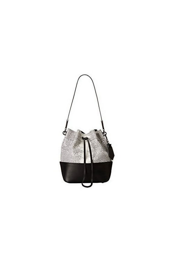 ZAC Zac Posen Eartha Envelope Drawstring Shoulder Bag - Black/White Printed Lizard