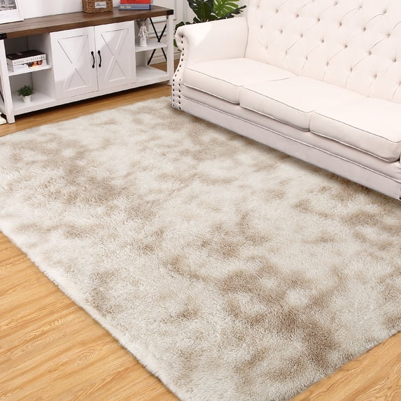 ZACOO 10' x 13' Large Area Rug High-Pile Plush Shag Rug Perfect for Living Rooms, Bedrooms, Dining Rooms, Light Khaki