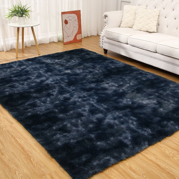 ZACOO 10' x 13' Modern Fluffy Area Rug Large Area Rug for Living Room Bedroom Soft Non-Slip Rug Soft Office Rug Navy Blue