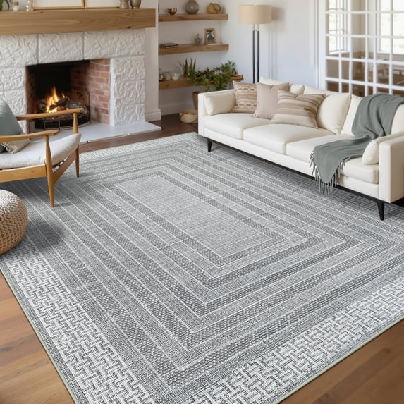 Livingroon Rug ZACOO 10'x13' Bordered Machine Washable Area Rug for Living Room, Ultra ...