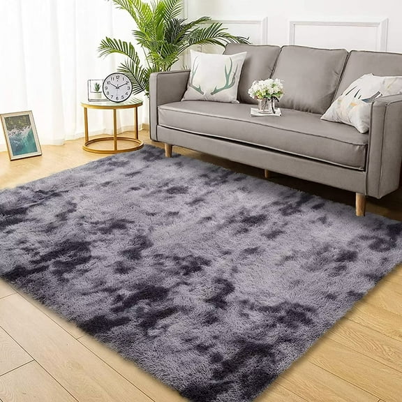 ZACOO 10x13 Large Fluffy Rugs for Living Room Bedroom Fuzzy Shag Rug Non-Skid Plush Rug Shaggy Decorative Accent Rug, Dark Gray