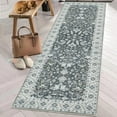 thumbnail image 1 of ZACOO 2 x 6 feet Runner Rug Machine Washable Doormat Vintage Distressed Rug Runner Indoor Low Pile Non-Slip Floor Bedsides Mat for Hallway Kitchen, Grey, 1 of 6