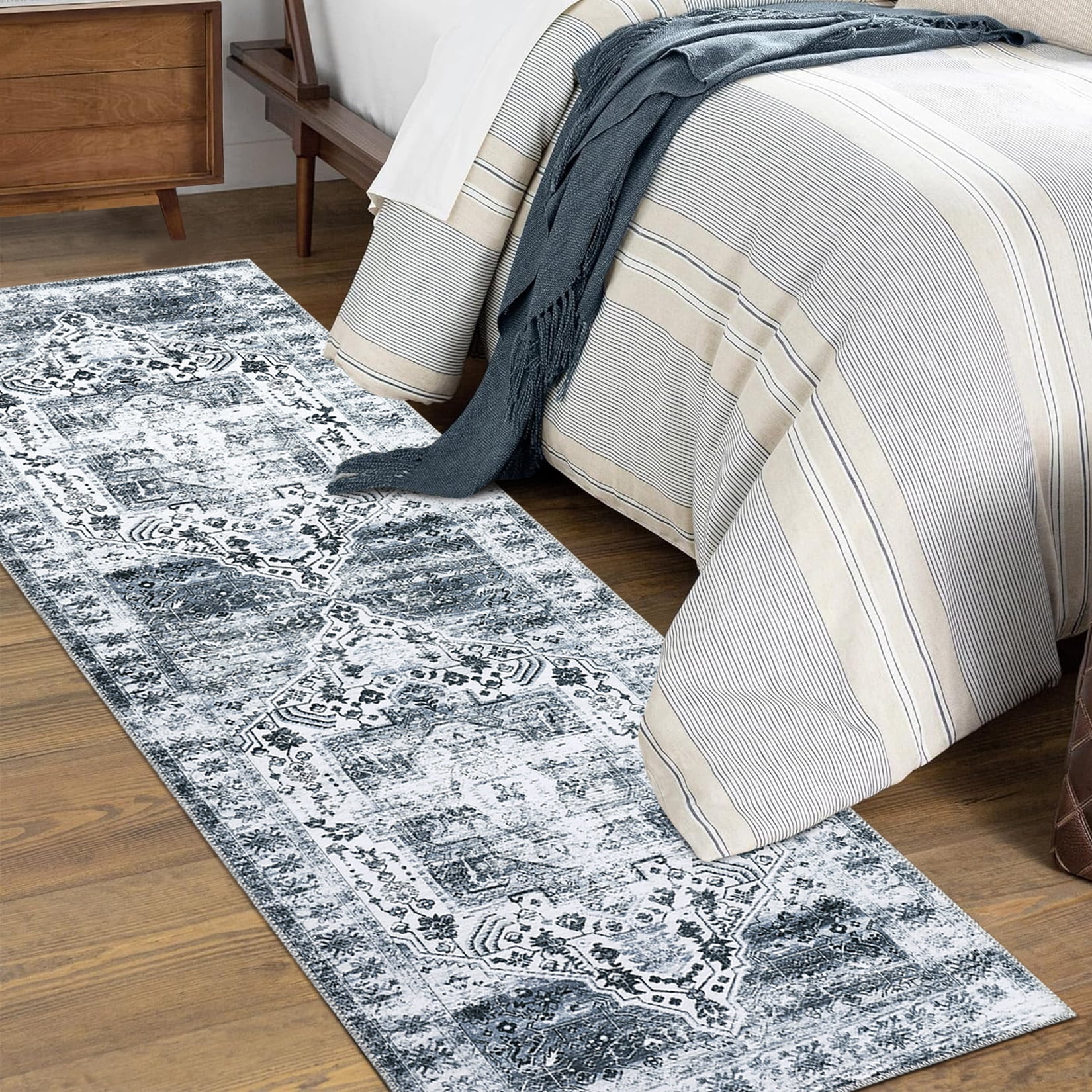Foldable Cotton Rug ZACOO 2' x 8' Runner Rug Vintage Persian Rug Print Rug Indoor Foldable ...