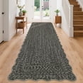 thumbnail image 1 of ZACOO 2'x6' Braided Print Runner Rug, Scalloped Washable Runner Rug, Non Slip Low Pile Soft Indoor Rugs for Kitchen Laundry Entryway, Gray Brown, 1 of 8